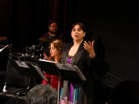 (front-rear) Kamala Sankaram, Katherine Barna, Brad Carbone <br />Yahweh\'s Follies (Developmental Reading) <br />Photo by Jenn Burland