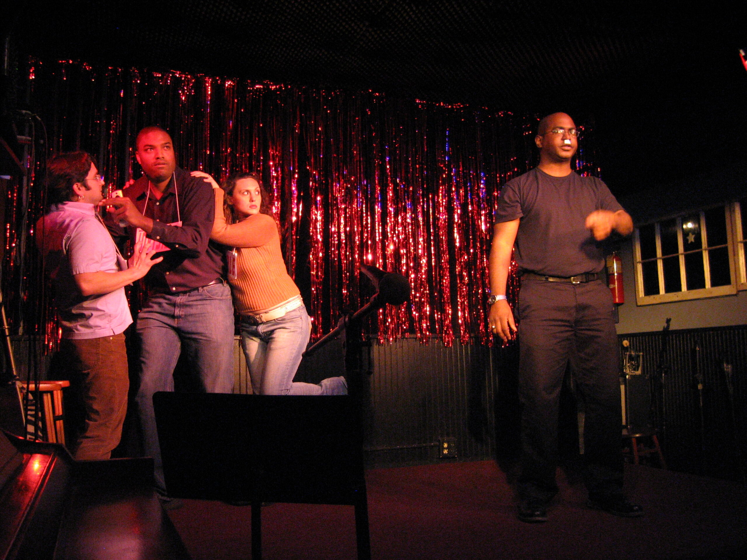 Shane Breaux, Dave McKeel, Elizabeth Kennedy, Jason Evans <br />Git Some Variety Show <br />Photo by Jenn Burland